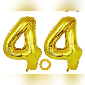 2 pcs Large 44th Birthday Number Balloons Gold 34 In